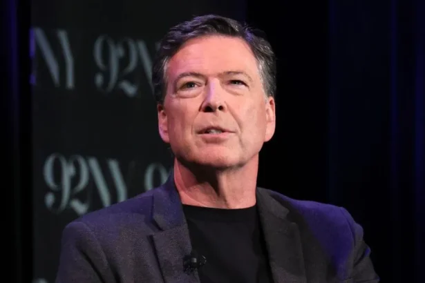Getty Images NEW YORK, NEW YORK - MAY 30: James Comey speaks onstage during Former FBI Director James Comey In Conversation With MSNBC's Nicolle Wallace at 92NY on May 30, 2023 in New York City. (Photo by Dia Dipasupil/Getty Images)