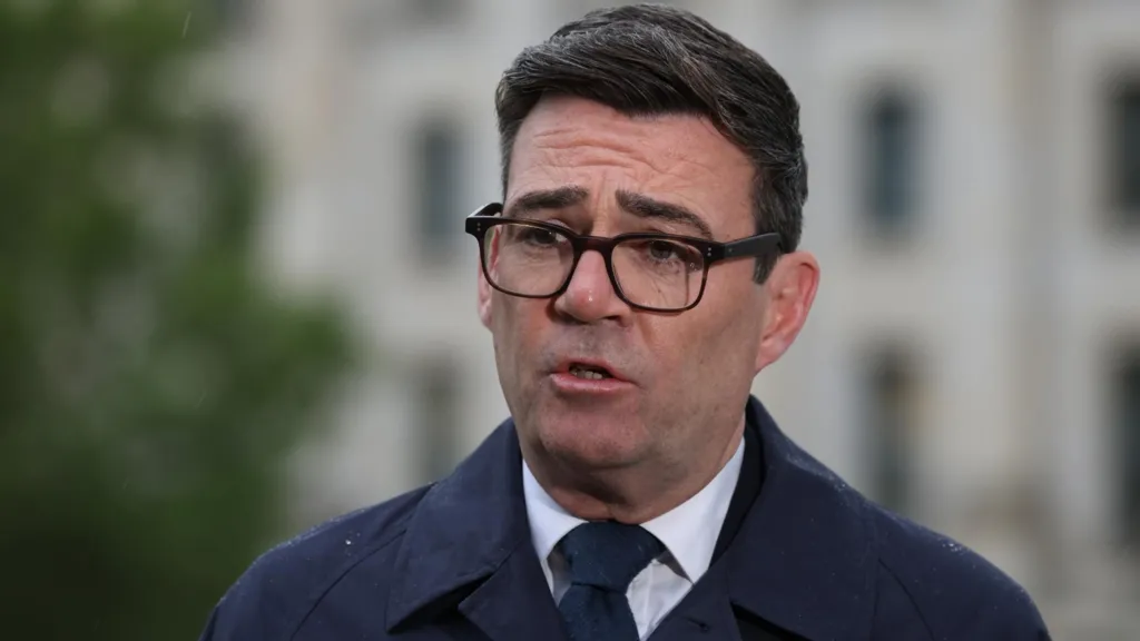 PA Media Prime Minister Andy Burnham speaks to the media following his meeting with German Chancellor Friedrich Merz at the Chancellery in Berlin, on 8 October 2026