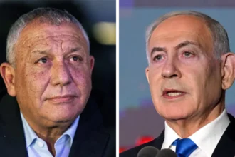 Reuters / AFP Two men wearing suits look ahead. It is Gadi Eisenkot and Benjamin Netanyahu in a composite image.