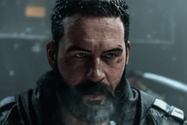 Activision A character from Call of Duty Modern Warfare 4. The soldier has short dark hair and a beard with scars above his left eye. He has a serious expression as snow falls behind him in a darkened backdrop.