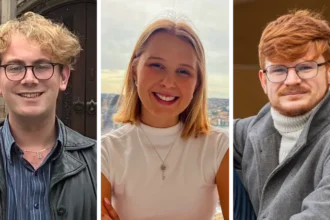 BBC From left to right, Charlie West, Rachel James and Owein Iveson