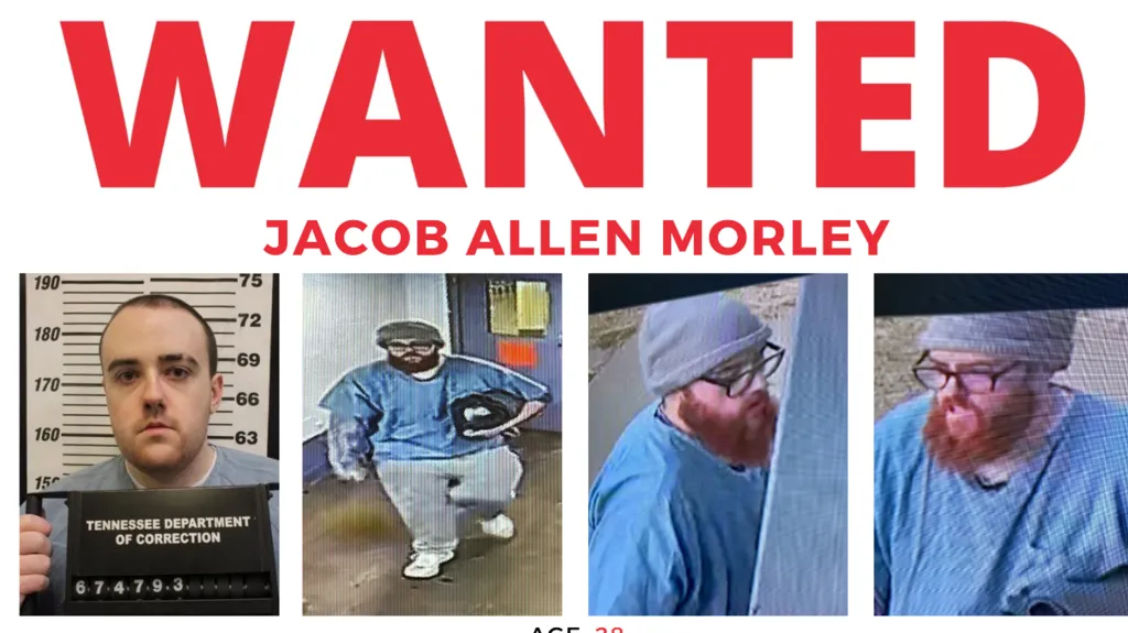 Tennessee Department of Correction Wanted poster for Jacob Morley