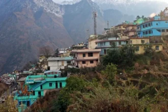 AFP via Getty Images A general view of the Joshimath town is pictured in Chamoli district of Uttarakhand state on January 12, 2023
