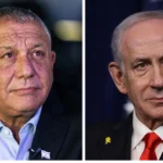 Reuters / Getty Images Two men wearing suits look ahead. It is Gadi Eisenkot and Benjamin Netanyahu in a composite image.