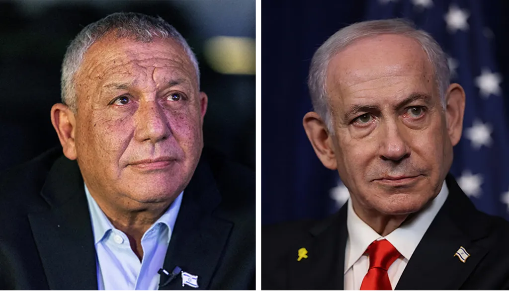 Reuters / Getty Images Two men wearing suits look ahead. It is Gadi Eisenkot and Benjamin Netanyahu in a composite image.